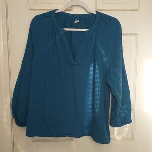Old Navy Teal V-Neck Peasant Tunic